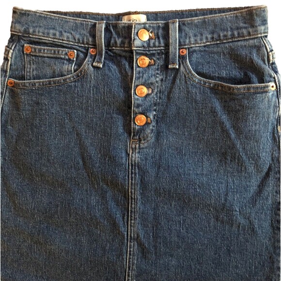J.Crew Denim Mini Jean Skirt Womens Sz 26 High Waist Button Dark Wash 5 Pocket - Picture 4 of 16